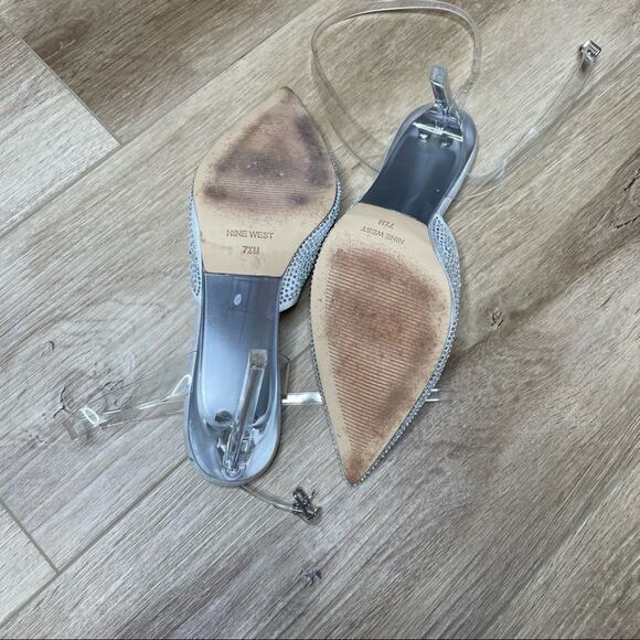 Nine West Women's Rhinestone Clear Ankle Strap/Heel Sparkel Stiletto Heel sz 7.5 - Picture 7 of 9